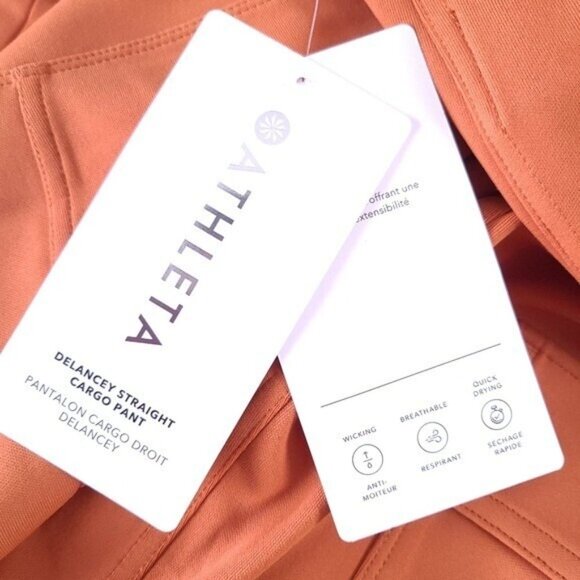 Athleta NWT Womens Delancey Orange Straight Cargo Pants Size 1X - Picture 7 of 11